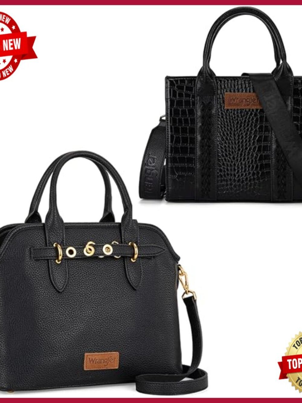 2-Piece Tote Set with Crossbody Strap, Gold Hardware, Vintage Style Handbags